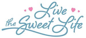 Live the Sweet Life logo, blue and pink




